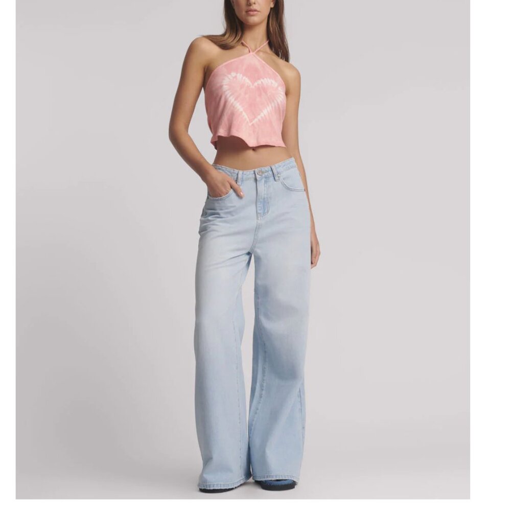 One Teaspoon Love Machine Super Wide Leg Denim Jeans 100% Cotton Relaxed Fit